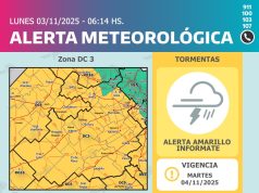 Alerta amarilla: se esperan lluvias fuertes, ráfagas de hasta 70 km/h y posible granizo este martes