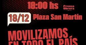 Partido Obrero convoca a movilizarse en la Plaza San Martín contra la Reforma Laboral