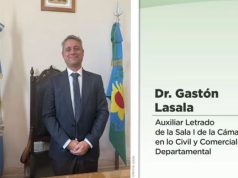 Designan al Dr. Gastón Lasala como nuevo Auxiliar Letrado en la Cámara Civil y Comercial Departamental