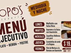 Topo’s Pizzería renueva su propuesta de menú ejecutivo semanal